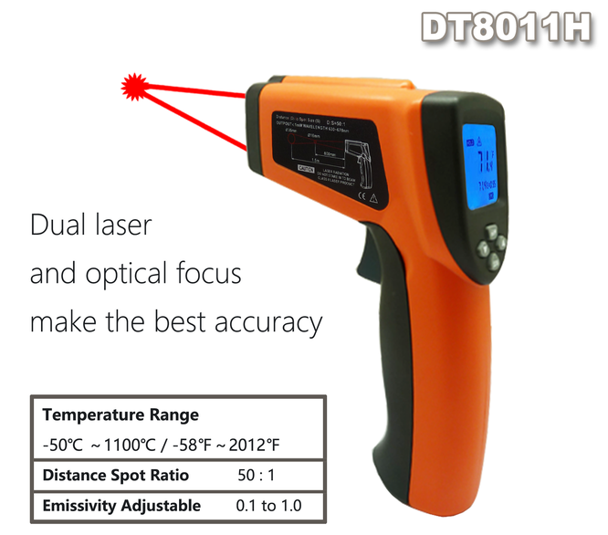 Инфракрасный термометр (пирометр) DT8011Н (-50C + 1100C, 50:1) - фото 2 - id-p77898206