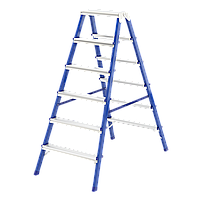 Стремянка двусторонняя 6 ступеней, стальная Сибртех Россия