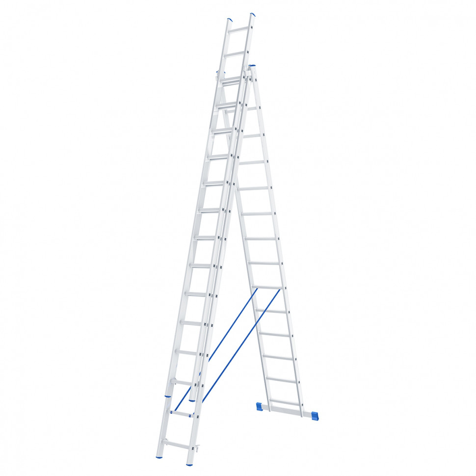 Лестница, 3 х 14 ступеней, алюминиевая, трехсекционная СИБРТЕХ Pоссия