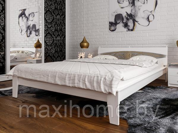 Кровать из массива ольхи «Венеция» ковка, цвет белый 160х200 - фото 1 - id-p78141224