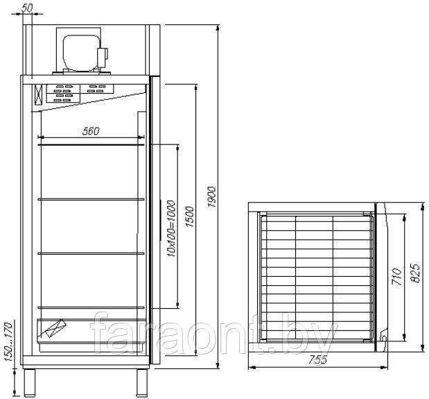 Холодильный шкаф со средним уровнем контроля влажности M700GN-1-G-MHC 9005 - фото 3 - id-p78144962