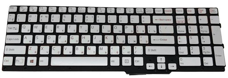 Клавиатура ноутбука SONY VAIO SVS15 Серебристая, с подсветкой - фото 1 - id-p78159075