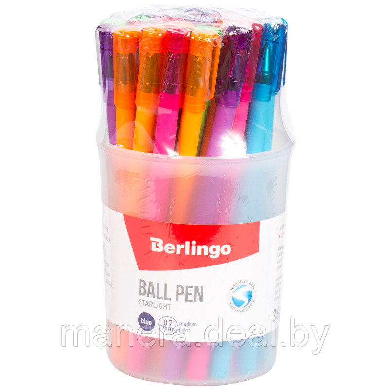 Ручка шариковая Berlingo "Starlight", синяя, игольчатый стержень, прорезиненный корпус ассорти - фото 3 - id-p78180404