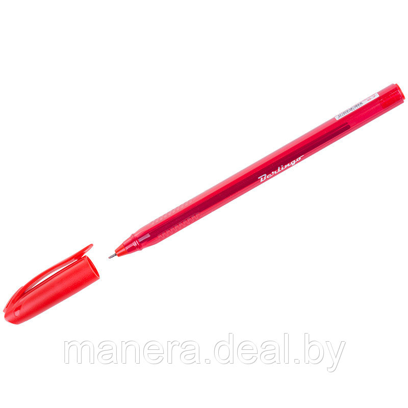 Ручка шариковая Berlingo "Triangle 100T" красная, трехграный корпус