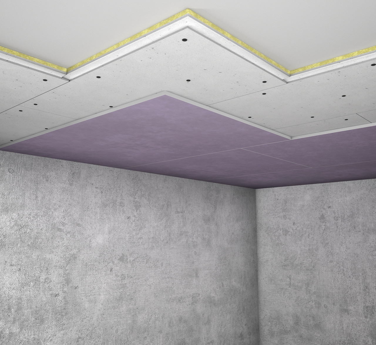 Бескаркасная звукоизоляция потолка "Слим_А1", толщина 52.5мм