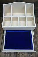 Комодик для косметики №28 белый, ящик синий бархат
