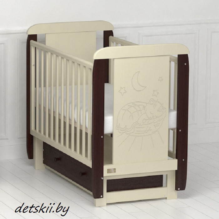 Детская кроватка Kitelli Micio поперечный маятник с ящиком - фото 1 - id-p78220552