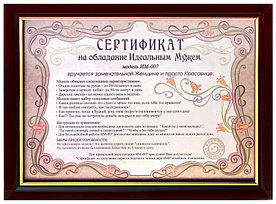 "Сертификат на обладание идеальным мужем"