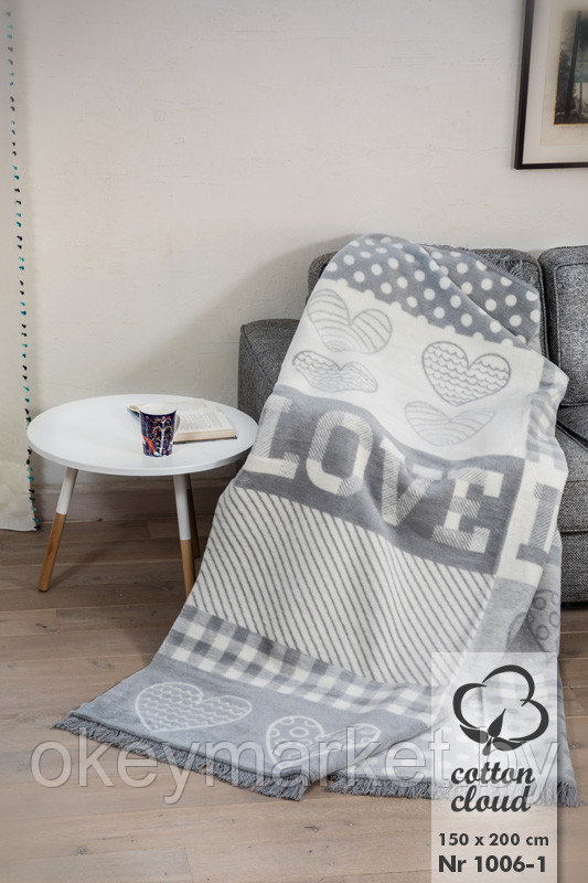 Плед хлопково-акриловый Cotton Cloud размер 150х200 LOVE