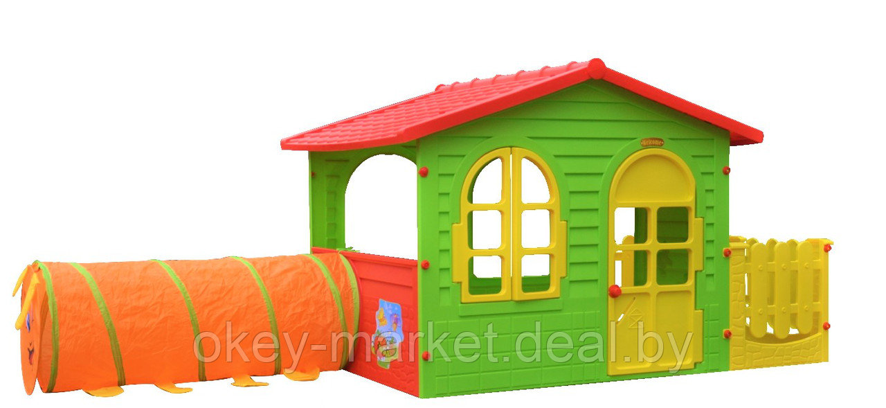 Детский игровой домик Mochtoys с забором и туннелем - фото 10 - id-p64650802