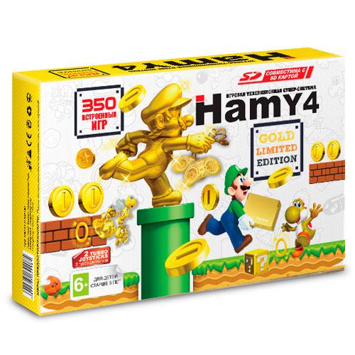 Игровая приставка SEGA-DENDY "Hamy 4" Mario Gold Limited Edition (350 встроенных игр, 8-16 bit, 2 дж.) - фото 1 - id-p78497783