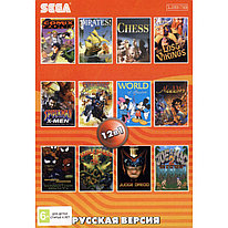 Картридж Sega 12 в 1 (AA-12002), ALADDIN/COMIX ZONE/DOUBLE DRAGON 3/LOST VIKINGS/CHESS/JUDGE DREDD +...