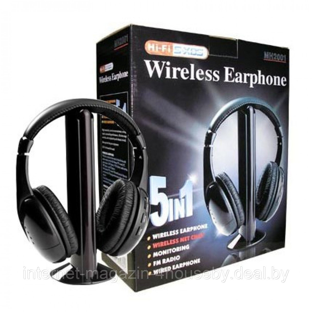 Беспроводные наушники MH2001 5-in-1 Hi-Fi S-XBS Wireless Headphones w/FM - фото 1 - id-p78534024