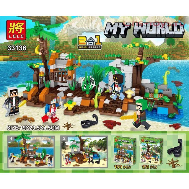 Конструктор Lele My World 33136 "Дом на воде" 2 вида (аналог LEGO Minecraft) 150 деталей - фото 1 - id-p78567240