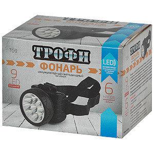 TG9 Фонарь Трофи Акку налобный 4V0.9Ah, 9xLED, ЗУ 220V, карт - фото 2 - id-p78570530