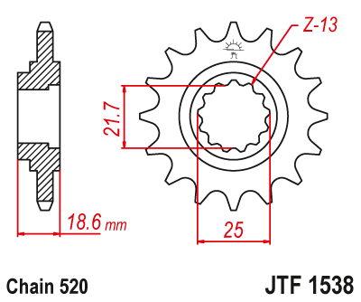 Звездочка ведущая JTF1538.13 зубьев