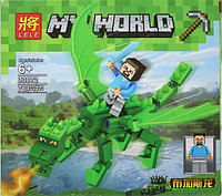Конструктор Майнкрафт Стив и зеленый дракон 33072, аналог Лего Minecraft