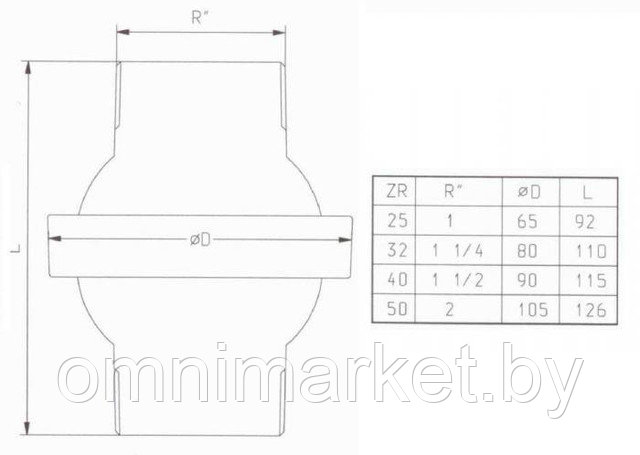 Обратный клапан Tech-Pol ZR25 для отопления, диаметр 25 мм (1") - фото 2 - id-p78620716