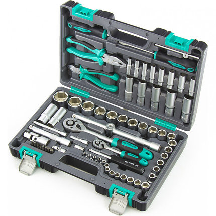 Набор инструментов, 1/2", 1/4", CrV, пластиковый кейс 69 предм. STELS, фото 2