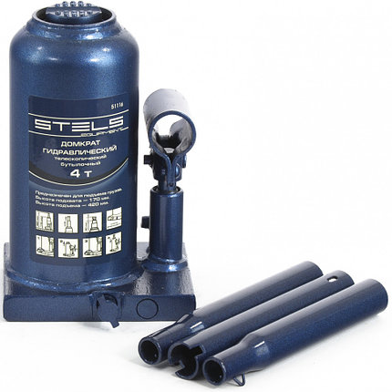 Домкрат гидравлический бутылочный телескопический, 4 т, h подъема 170–420 мм STELS, фото 2