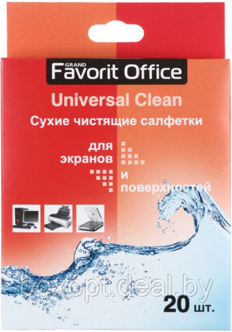 Салфетки сухие "Universal Clean", 20 шт. (32 шт. в кор.) (F200200) - фото 1 - id-p78699758