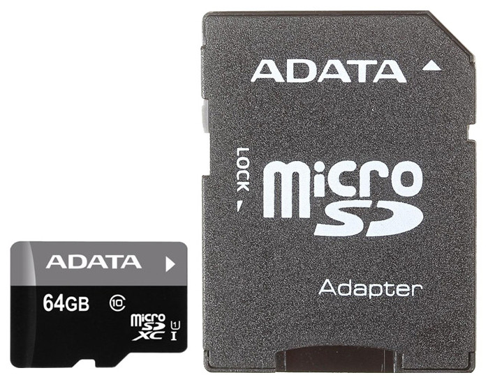 Карта памяти A-Data Premier microSDXC UHS-I U1 Class 10 64GB (AUSDX64GUICL10-RA1)