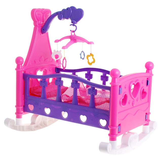 Кроватка для кукол с музыкальной каруселью 661-03A