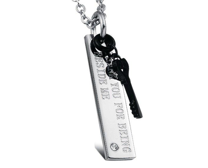 Мужской кулон с гравировкой "Спасибо тебе, что ты со мной"