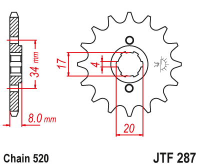 Звездочка ведущая JTF287.13 зубьев