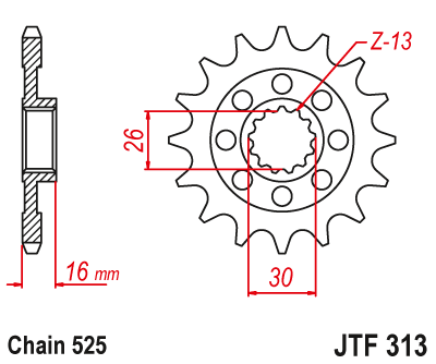 Звездочка ведущая JTF313.15 зубьев
