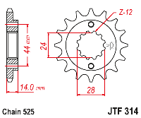 Звездочка ведущая JTF314.15 зубьев
