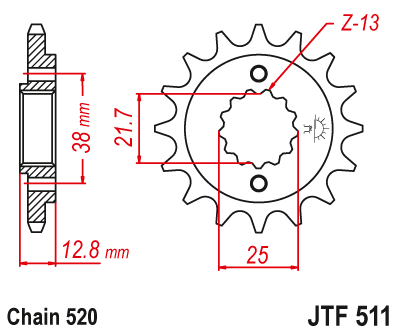 Звездочка ведущая JTF511.14 зубьев