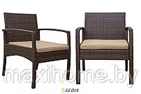 Кресло IBIZA, (steel/коричневый, подушка 30мм, зеленая)