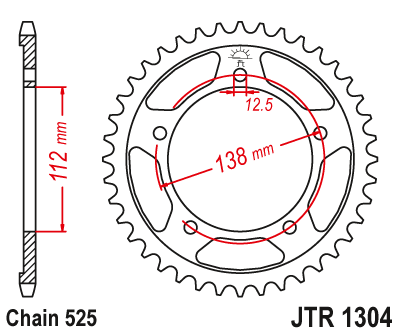 Звездочка ведомая JTR1304.38 зубьев