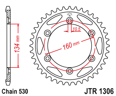 Звездочка ведомая JTR1306.40 зубьев