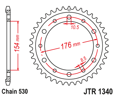 Звездочка ведомая JTR1340.43 зубьев