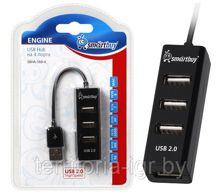Разветвитель USB Hub 4 порта SBHA-160-K Smartbuy - фото 1 - id-p79193944
