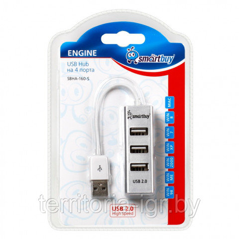 Разветвитель USB Hub 4 порта SBHA-160-S Smartbuy - фото 1 - id-p79194196