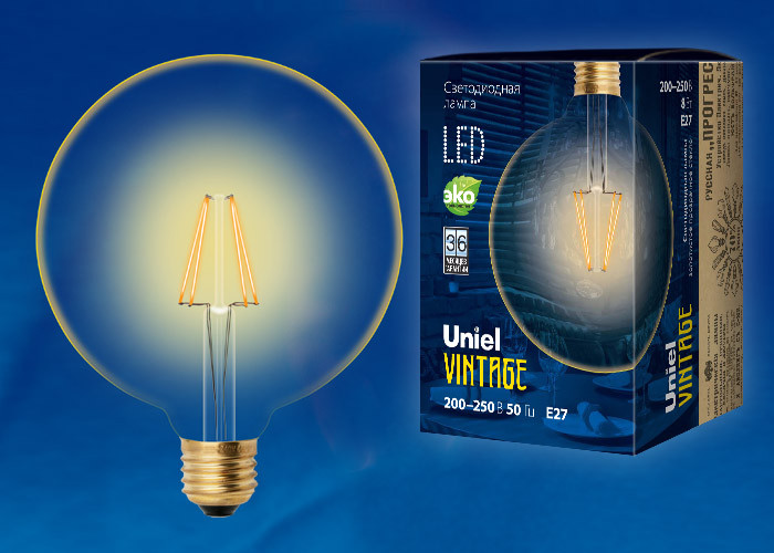 Ретро лампа Эдисона UNIEL светодиодная LED-G125-8W-GOLDEN-E27 GLV21GO - фото 1 - id-p79227536