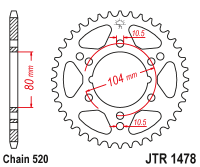 Звездочка ведомая JTR1478.30 зубьев