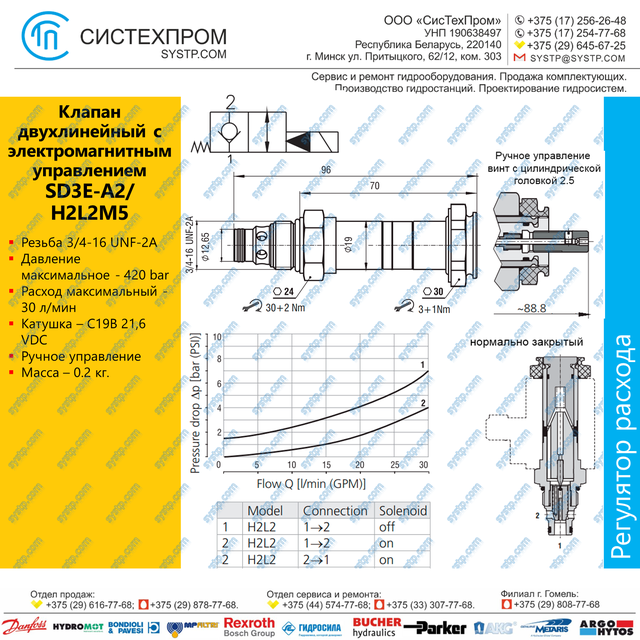 Клапан  с электромагнитным управлением SD3E-A2/ H2L2M5