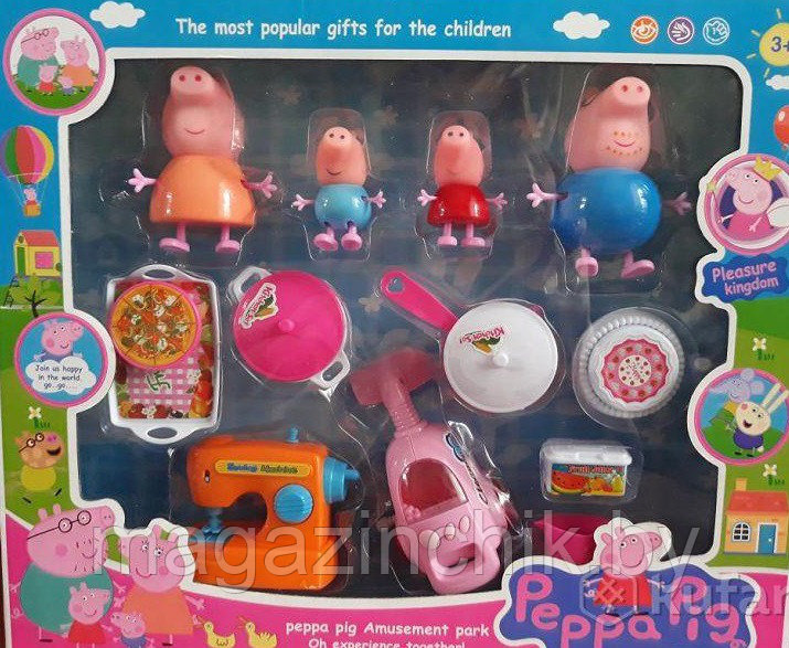 Игровой набор Свинка Пеппа Кухня Peppa Pig, 4 фигурки, 5881b, швейная машинка и пылесос - фото 2 - id-p60905647