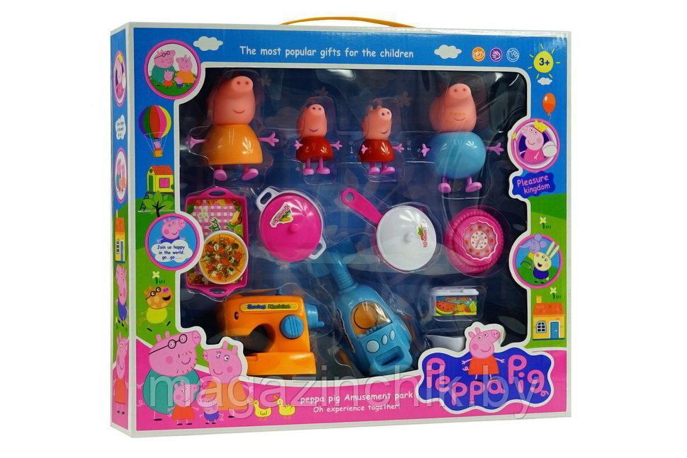 Игровой набор Свинка Пеппа Кухня Peppa Pig, 4 фигурки, 5881b, швейная машинка и пылесос