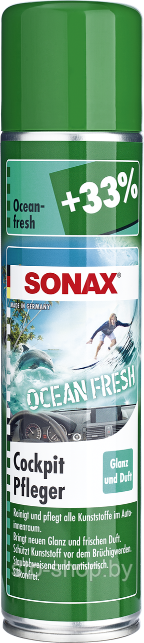Sonax 364 300 OCEAN FRESH Очиститель-полироль для пластика глянец антистатик 400мл