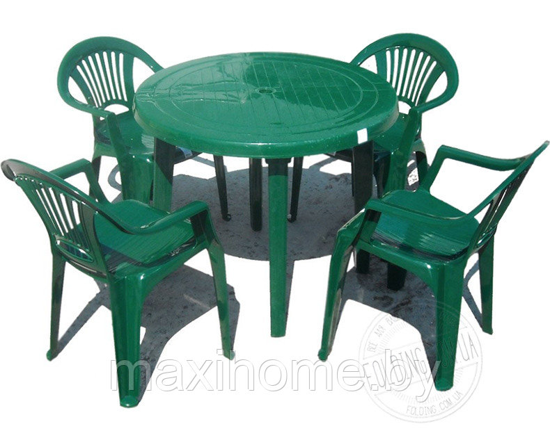 Набор пластиковой мебели 1+4 (Зеленый, красный, вишневый, темно-синий, белый) - фото 1 - id-p79411933