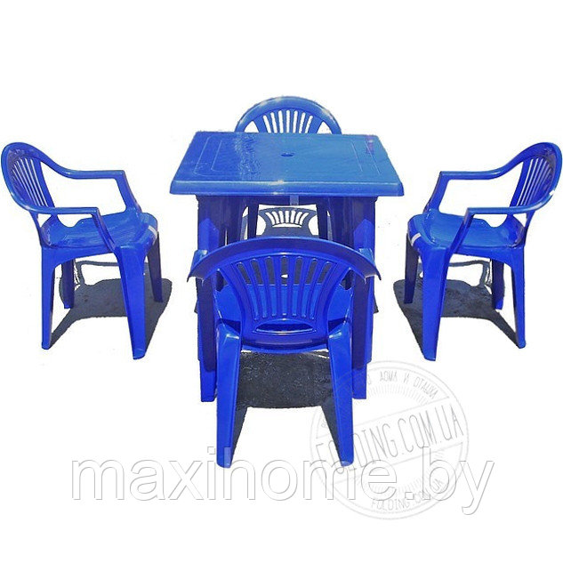 Стол пластиковый квадратный 80*80*71, (синий) - фото 2 - id-p69813443