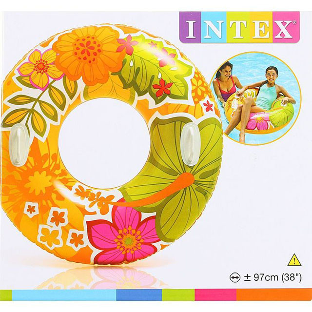 Надувной круг с ручками от 9 лет Intex Transparent Tubes 58263NP 3 цвета - фото 2 - id-p79412940