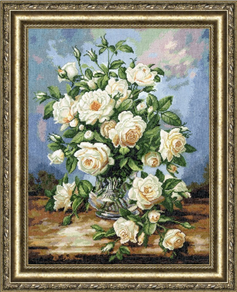 Набор для вышивания Золотое Руно ЛЦ-043 Букет белых роз