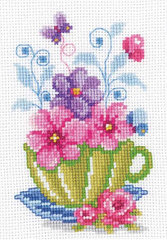 Набор для вышивания Чашка с цветами (Vervaco)