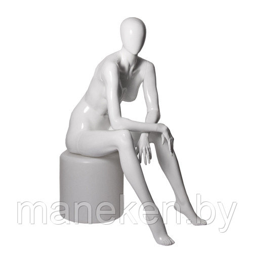 Манекен женский сидячий Glance 09 белый глянец - фото 1 - id-p79465804
